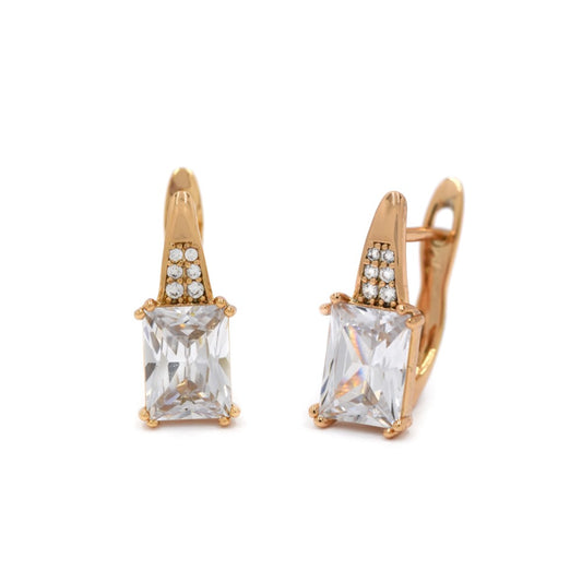 Premium baguette Cubic Zirconia huggie earring