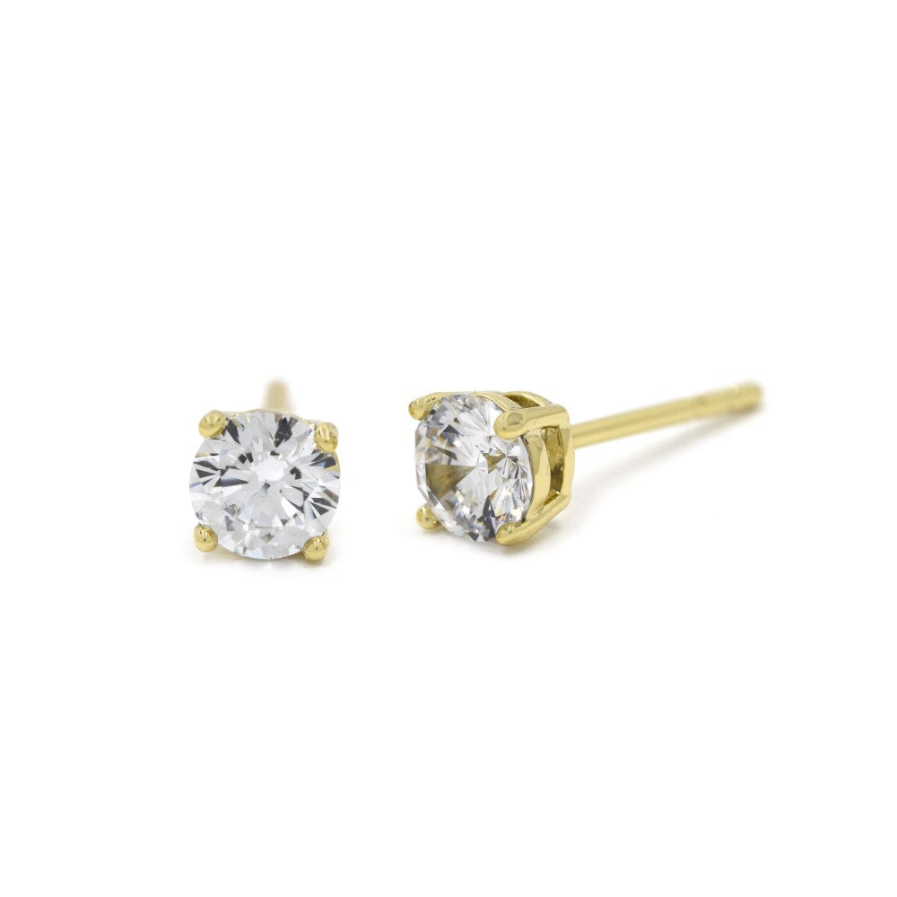 2 Pack premium plated clear 5mm cubic zirconia studs