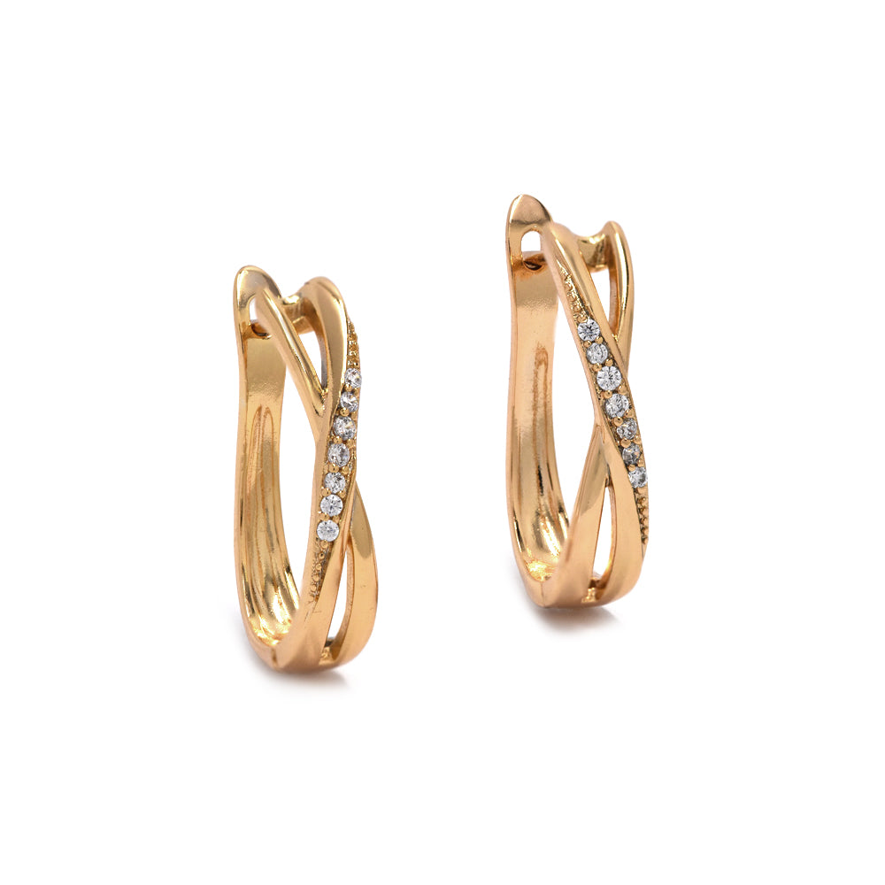 Premium gold plated cubic zirconia large crossover hoop