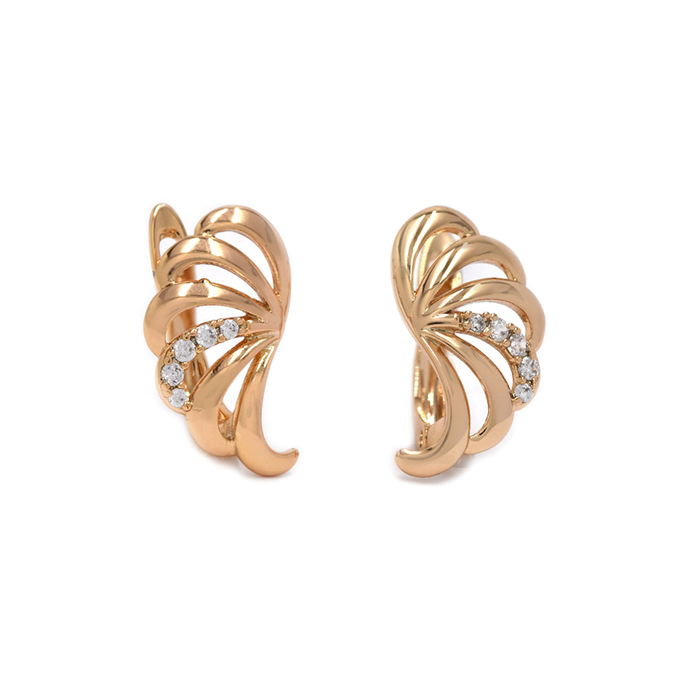 Premium gold plated cubic zirconia fan clip earring