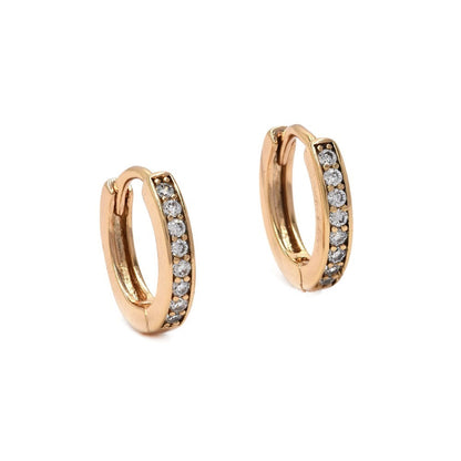CZYE4498 - Premium brass 12mm mixed colour cubic zirconia huggie earrings