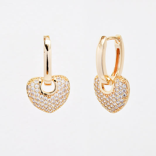 CZYE6146 - Premium 22mm heart drop CZ hoops