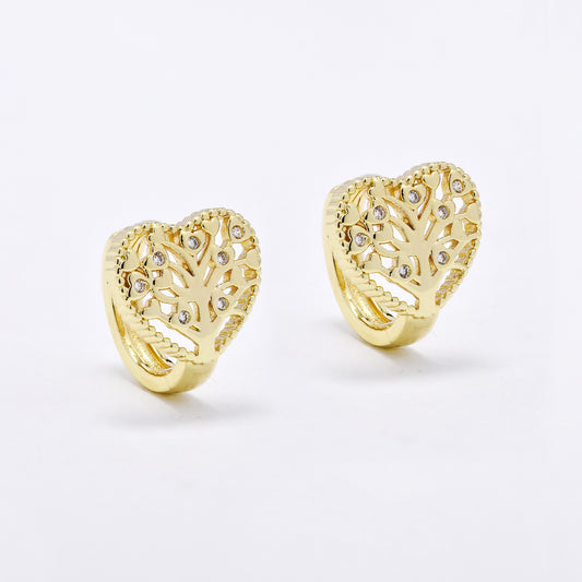 CZYE6152 - Premium 12mm CZ heart hoops