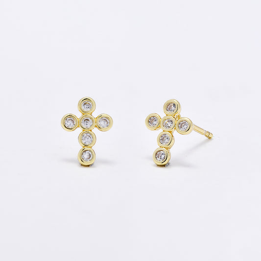 CZYE6162 - Premium 8mm x 6mm CZ cross stud