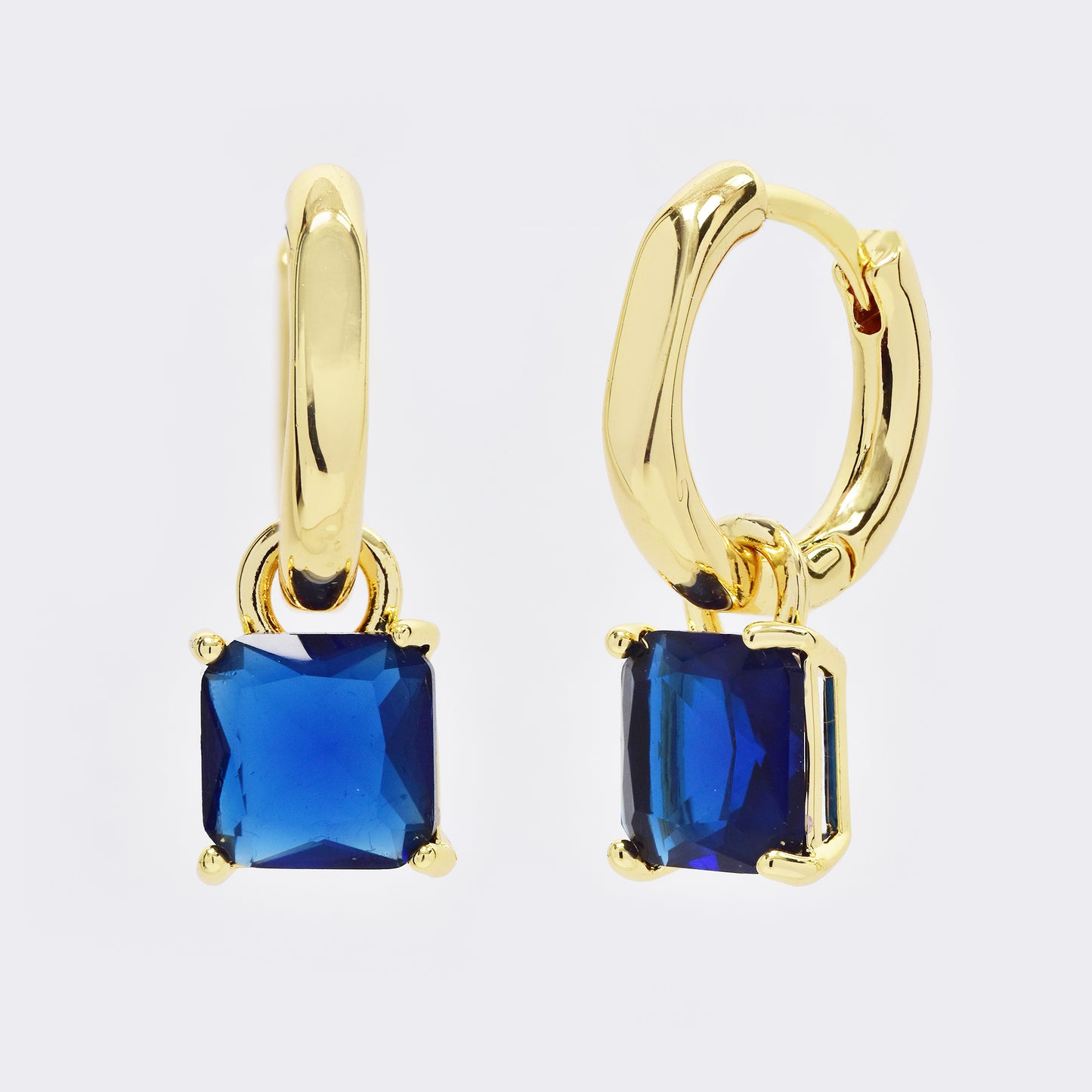CZYE5726 - Premium brass gold plated sapphire drop earrings