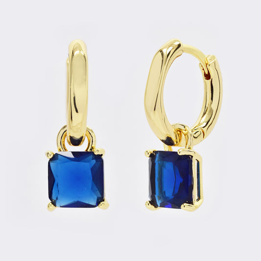 CZYE5726 - Premium brass gold plated sapphire drop earrings
