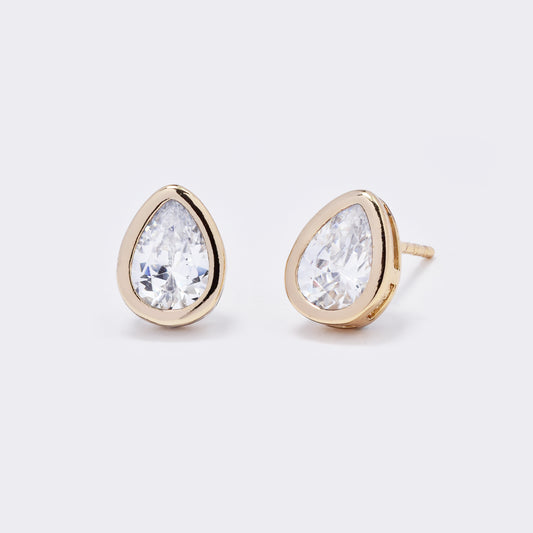 Rose gold teardrop CZ studs - CZYE5774