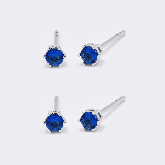 2 Pack silver 3mm CZ studs - CZYE5778