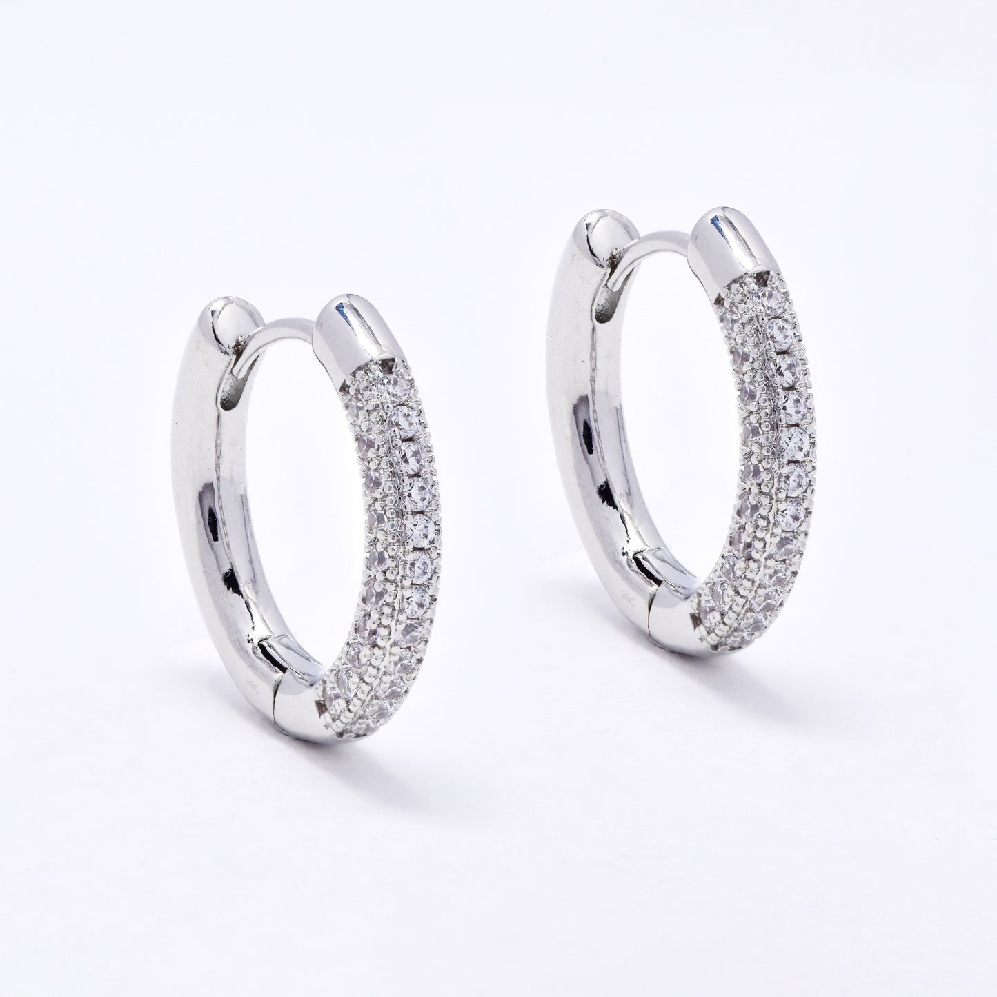 CZYE6147 - Premium brass 20mm x 3mm CZ hoop earrings