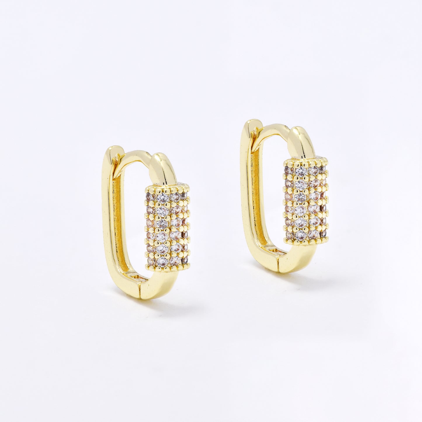 CZYE6157 - Premium brass 14mm CZ hoop earrings