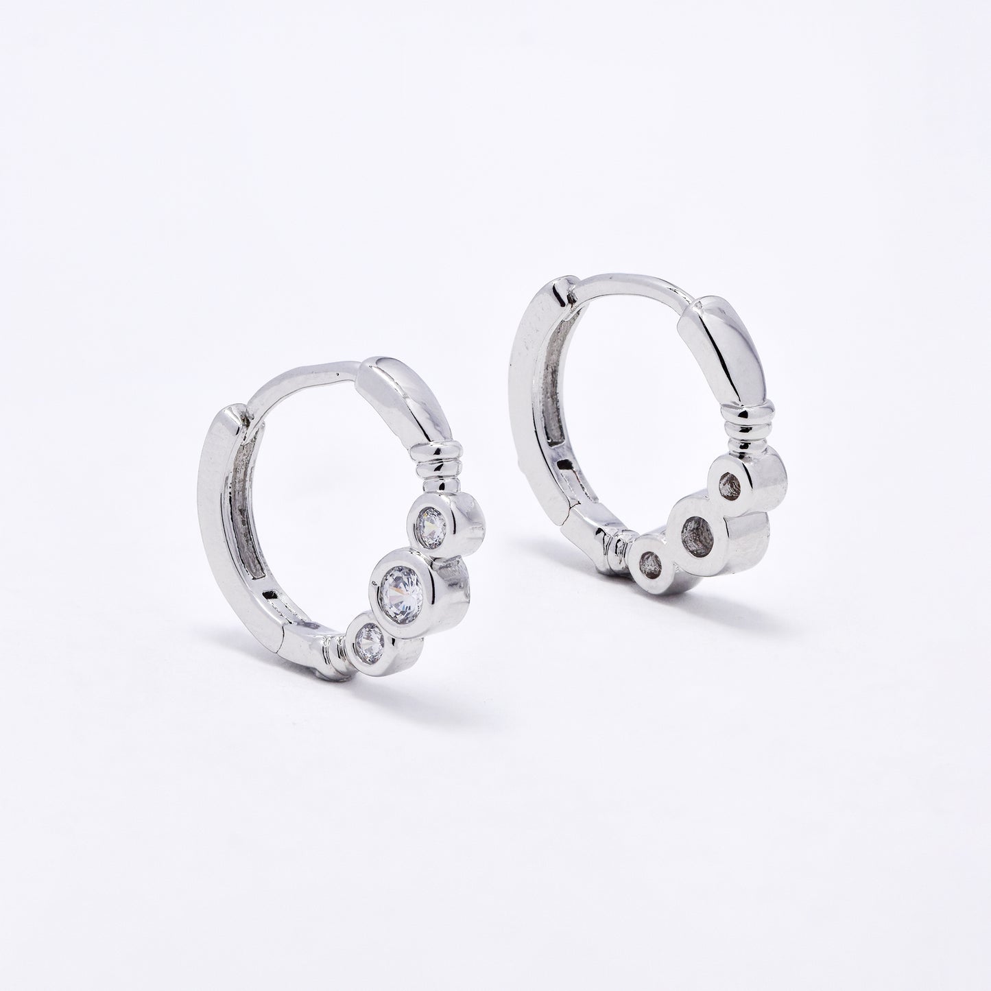CZYE6158 - Premium brass 13mm CZ hoop earrings
