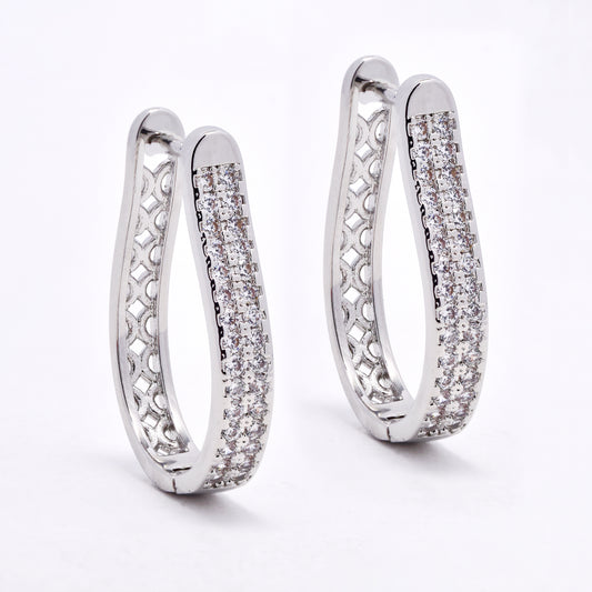 CZYE6589 - Premium brass 28mm x 4mm CZ hoop earrings