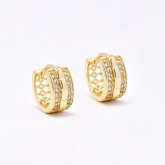 CZYE6601 - Premium 8mm x 6mm 2 row CZ hoops
