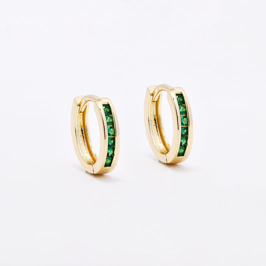 CZYE6603 - Premium 13.5mm x 2.5mm green CZ hoops