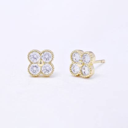 CZYE7212 - Premium brass 7mm CZ flower stud