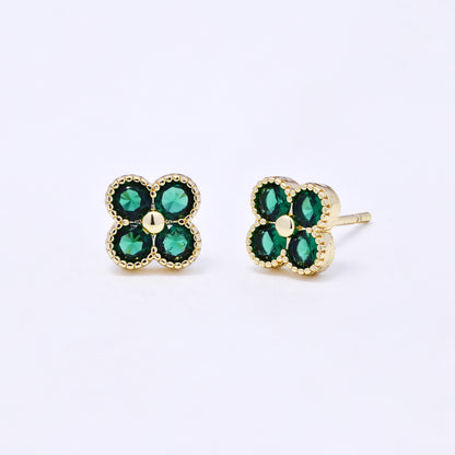 CZYE7212 - Premium brass 7mm CZ flower stud