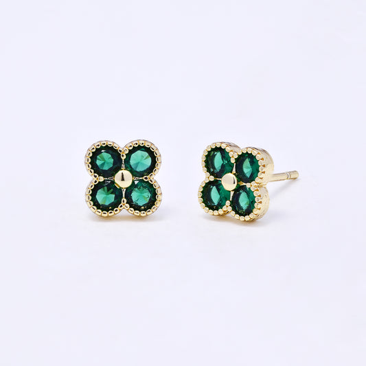 CZYE7212 - Premium brass 7mm CZ flower stud