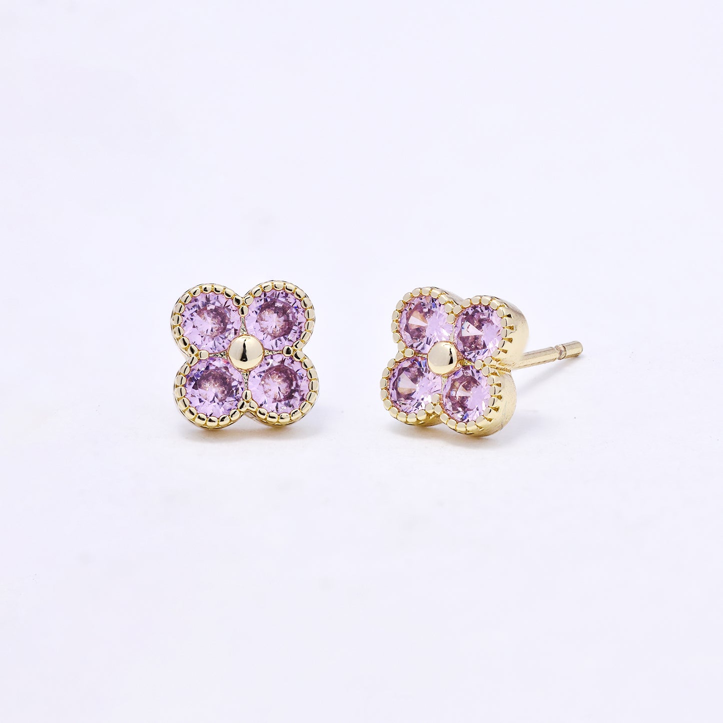 CZYE7212 - Premium brass 7mm CZ flower stud