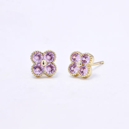 CZYE7212 - Premium brass 7mm CZ flower stud