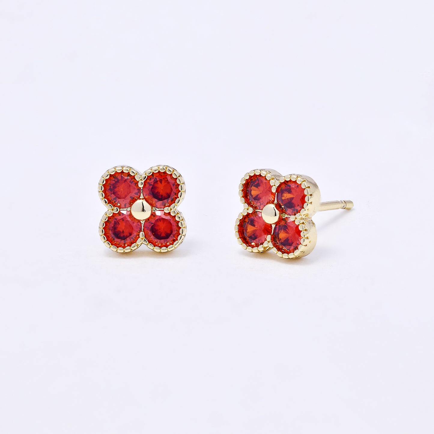 CZYE7212 - Premium brass 7mm CZ flower stud