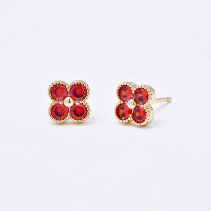 CZYE7212 - Premium brass 7mm CZ flower stud