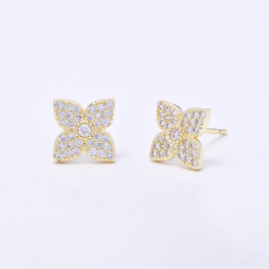CZYE7216 - Premium brass 8mm CZ flower stud
