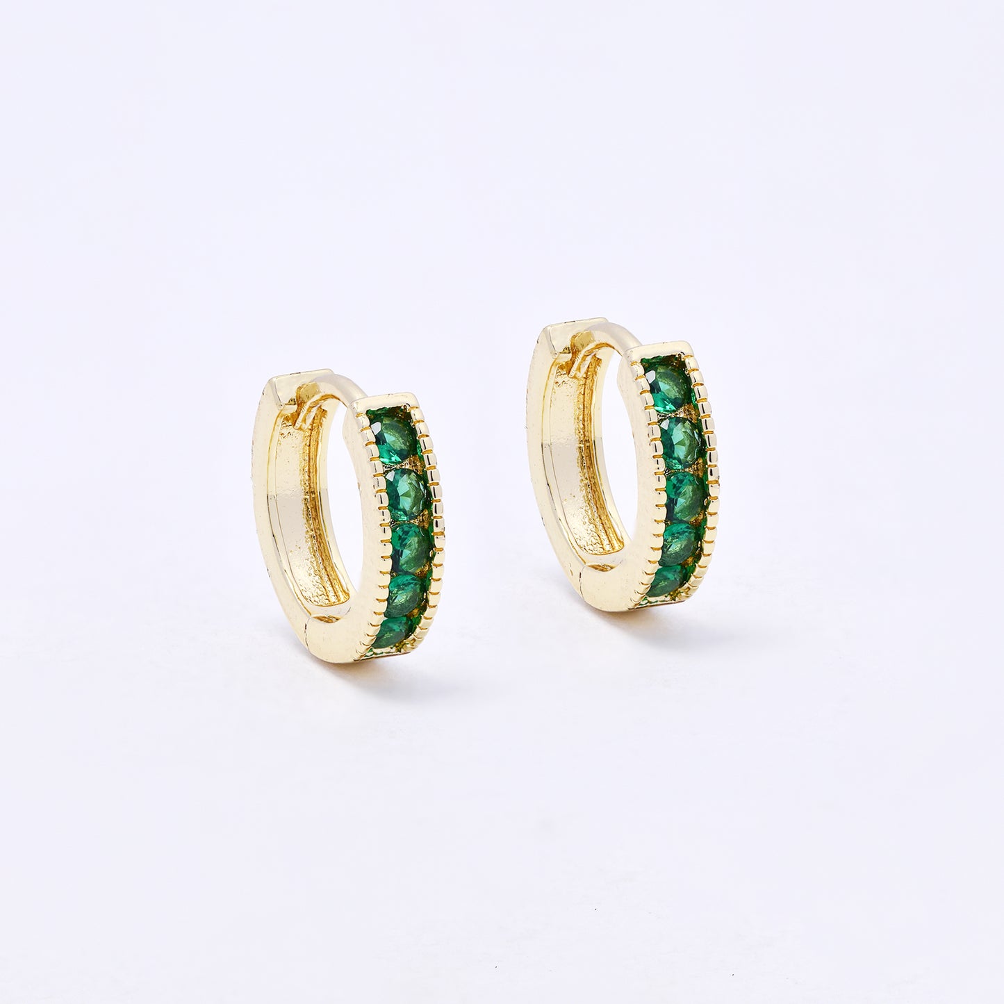 CZYE7218 - Premium brass 14mm x 3.5mm colour CZ hoop earring