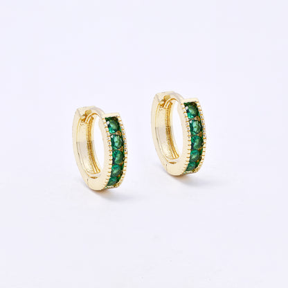 CZYE7218 - Premium brass 14mm x 3.5mm colour CZ hoop earring