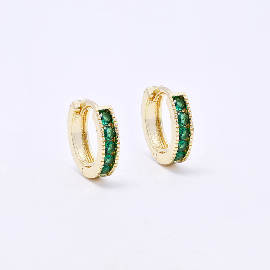 CZYE7218 - Premium brass 14mm x 3.5mm colour CZ hoop earring