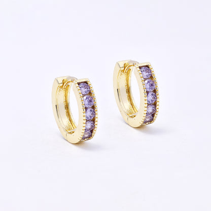 CZYE7218 - Premium brass 14mm x 3.5mm colour CZ hoop earring