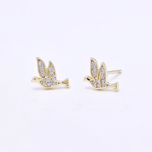 CZYE7224 - Premium brass 6mm x 9mm CZ bird stud