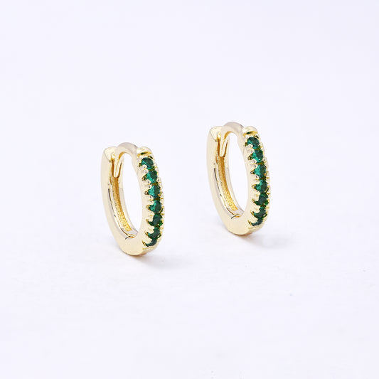 CZYE7226 - Premium brass 11mm x 2mm colour CZ hoop earring