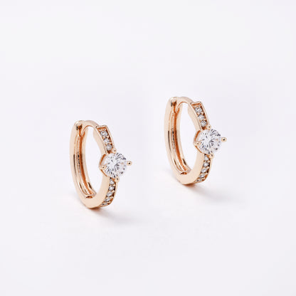 CZYE7460 - Premium brass plated 12mm x 2.2mm CZ accent hoop earring