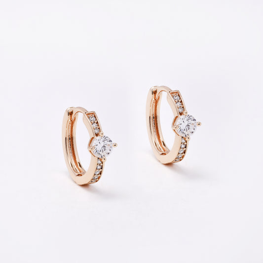 CZYE7460 - Brass 12mm x 2.2mm CZ accent hoop earring