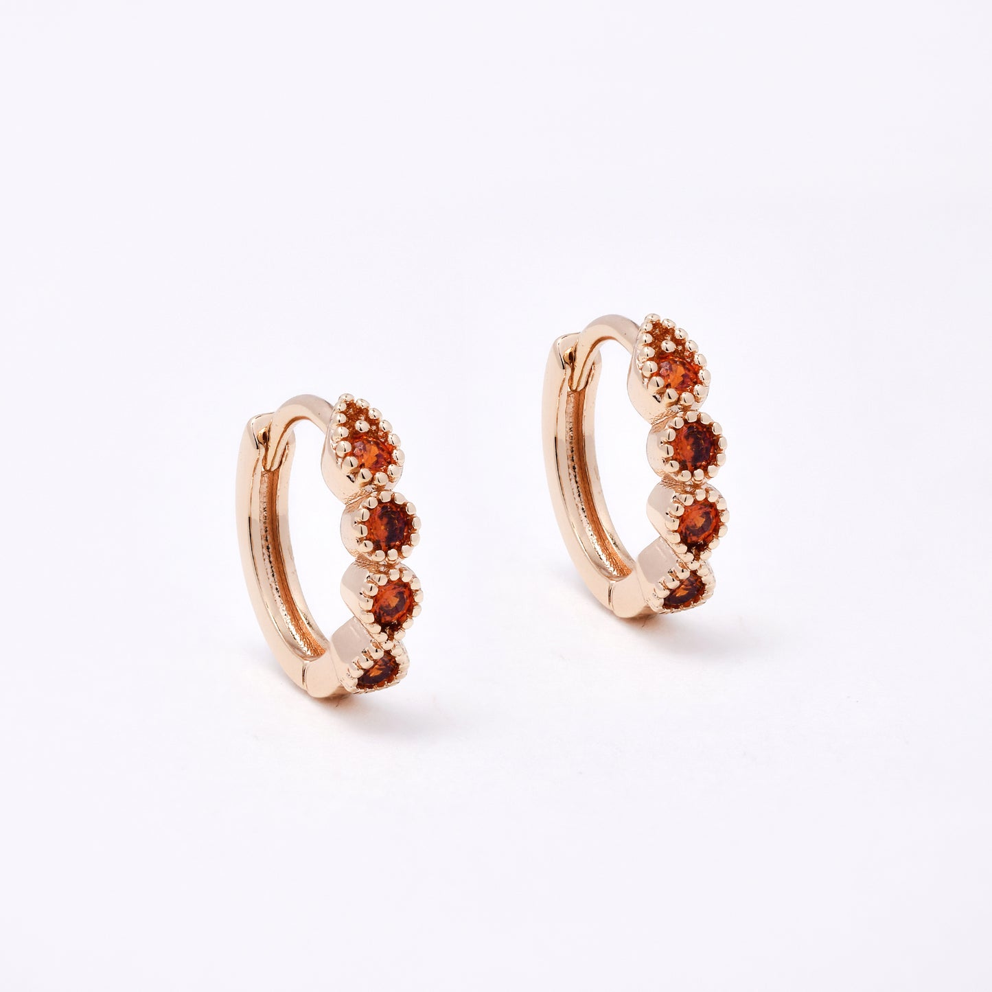 CZYE7465 - Premium brass plated 13mm x 3mm teardrop & round CZ hoop earring