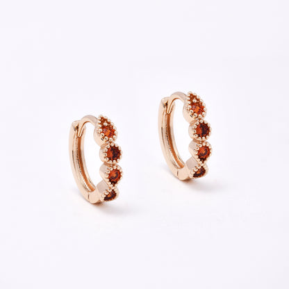 CZYE7465 - Premium brass plated 13mm x 3mm teardrop & round CZ hoop earring