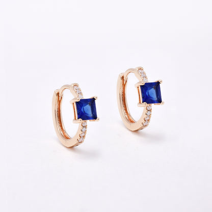 CZYE7471 - Premium brass plated 13mm x 1.2mm CZ accent hoop earring