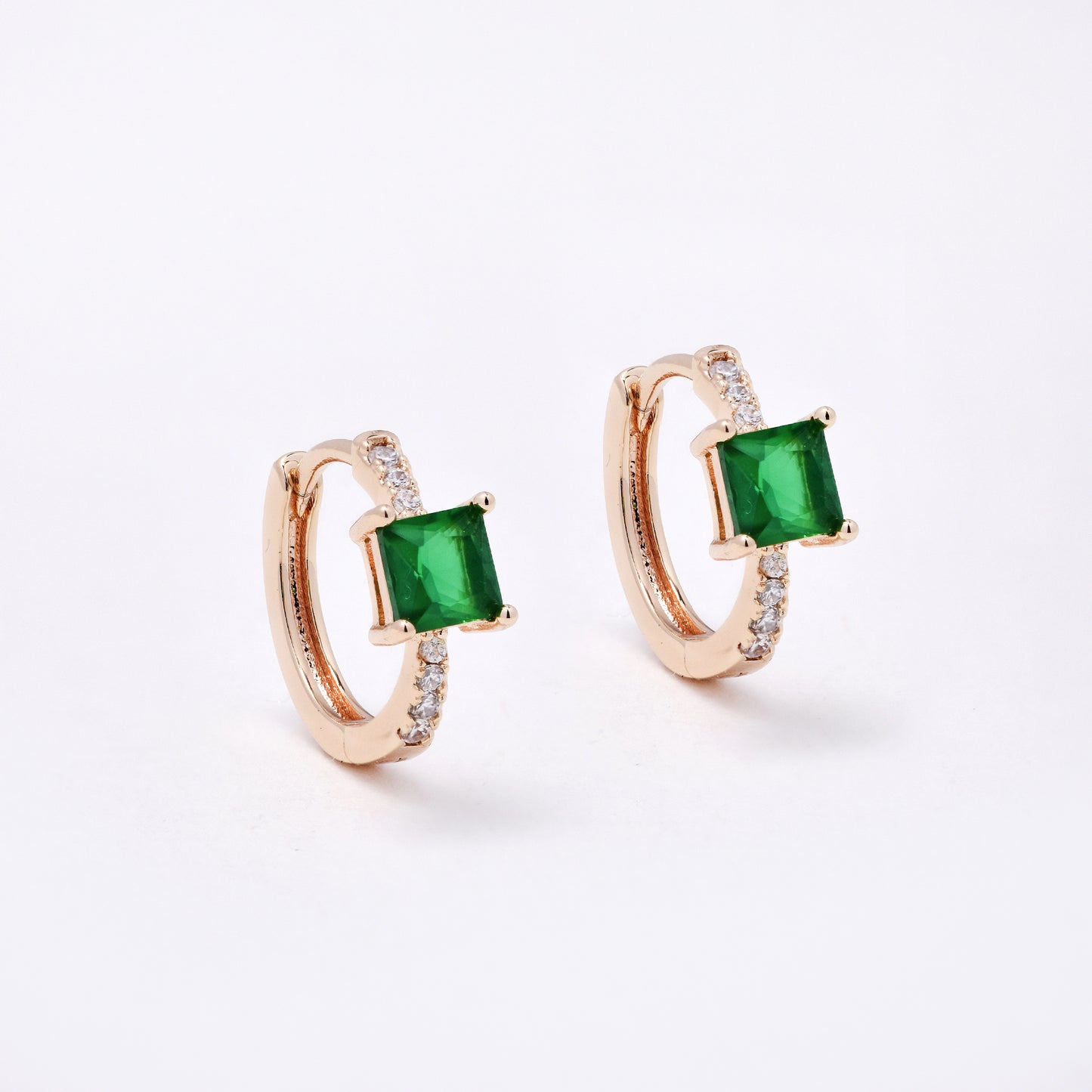 CZYE7471 - Premium brass plated 13mm x 1.2mm CZ accent hoop earring