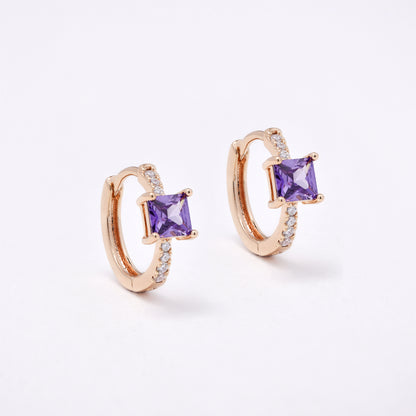 CZYE7471 - Premium brass plated 13mm x 1.2mm CZ accent hoop earring