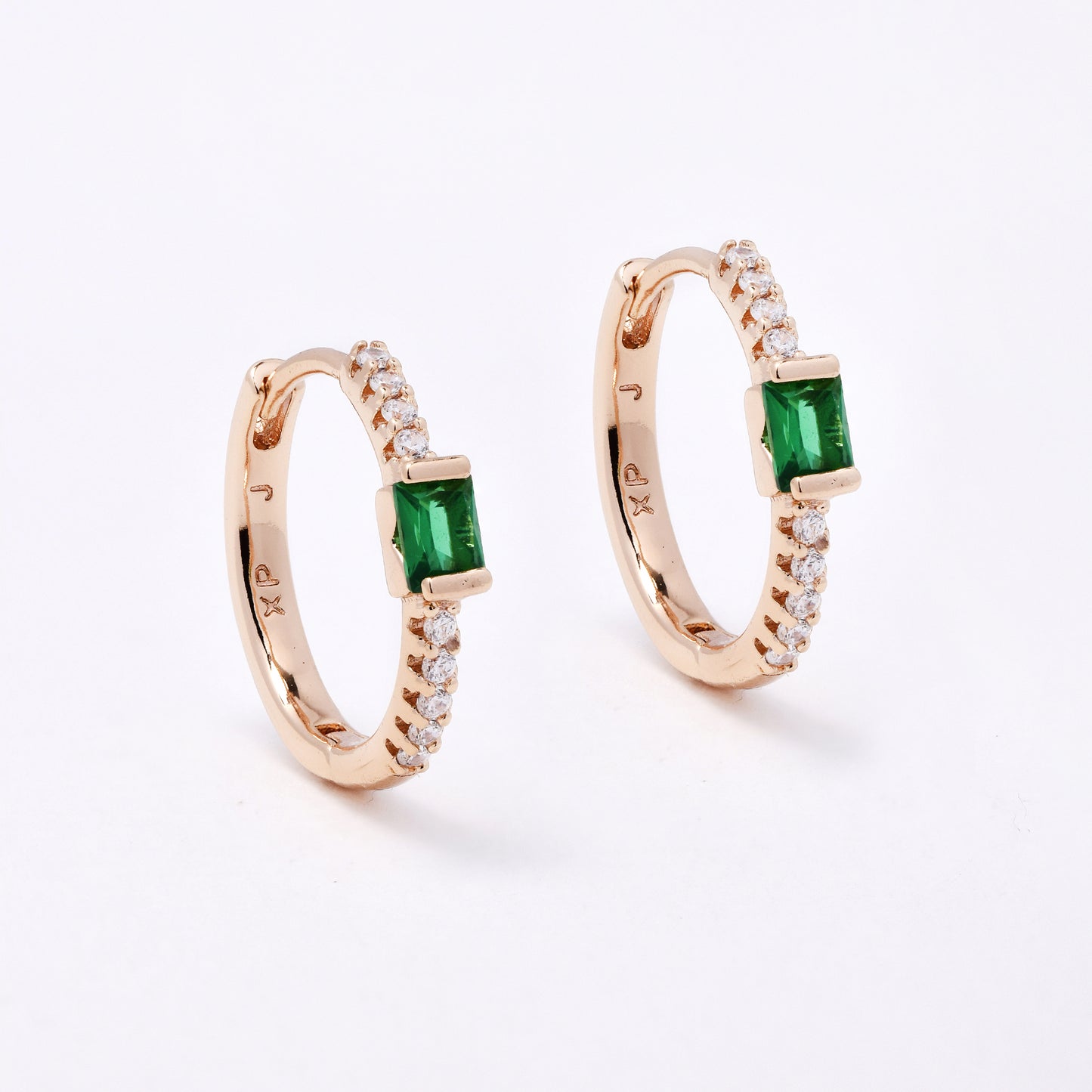 CZYE7474 - Premium brass plated 17mm x 2mm CZ accent hoop earring