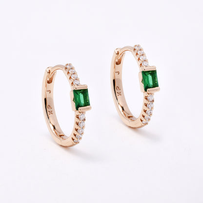 CZYE7474 - Premium brass plated 17mm x 2mm CZ accent hoop earring