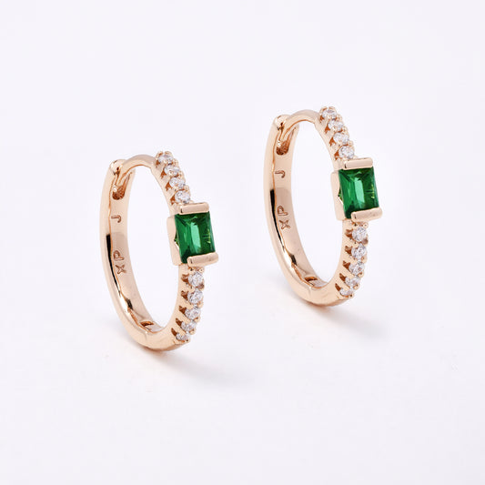 CZYE7474 - Premium brass plated 17mm x 2mm CZ accent hoop earring