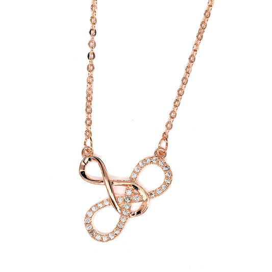 CZYN2818 - Premium brass rose gold plated interlink infinity necklace
