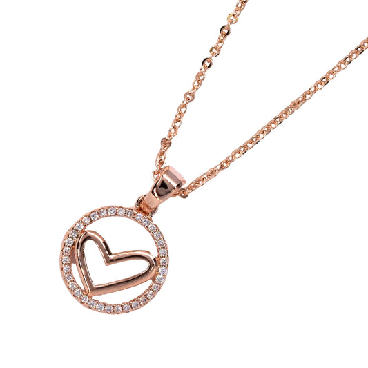 Premium cubic zirconia framed cutout heart necklace