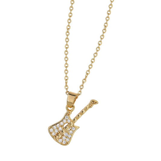 Premium cubic zirconia guitar necklace