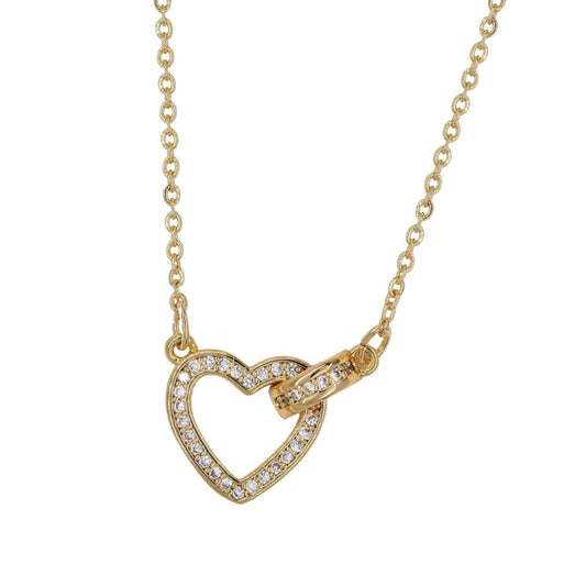 Premium cubic zirconia heart and bar necklace
