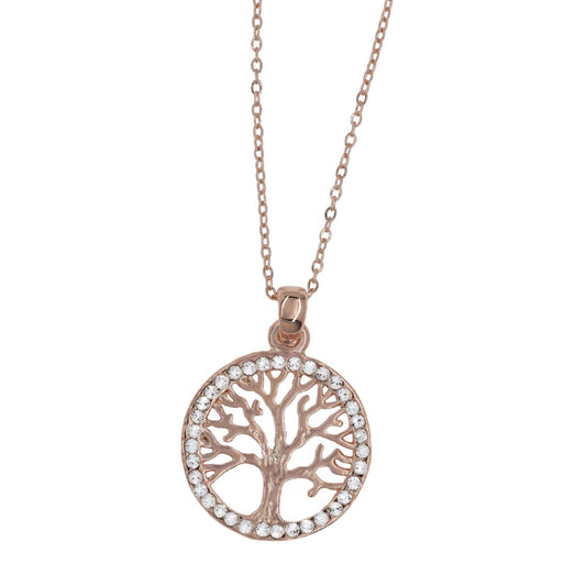 Premium rose gold tree of life disc necklace