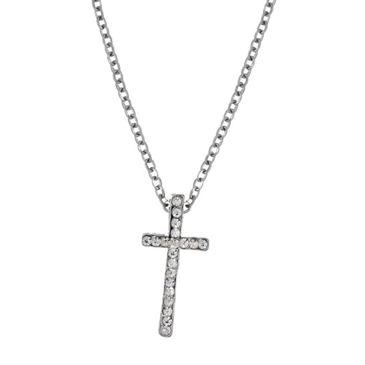 CZYN3804-S - Premium brass cubic zirconia dainty cross necklace