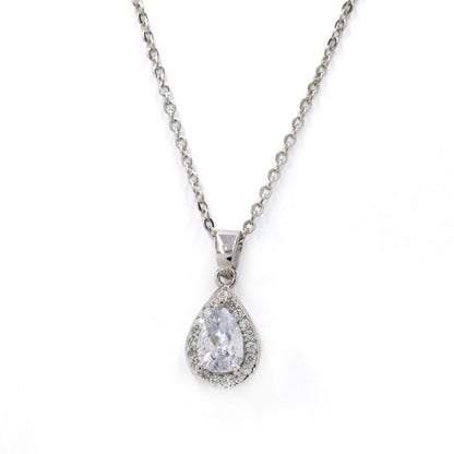Premium cubic zirconia teardrop framed necklace
