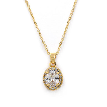 Premium cubic zirconia oval framed necklace
